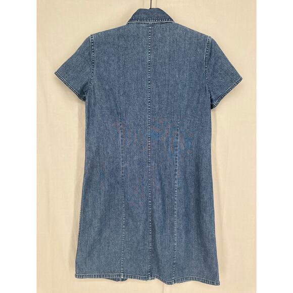 Vintage LL Bean Dress Womens Small Blue Denim Mini Button Western Boho Bohemian - Picture 3 of 8